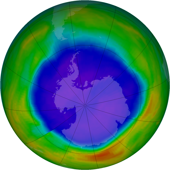 Antarctic ozone map for 20 September 1998